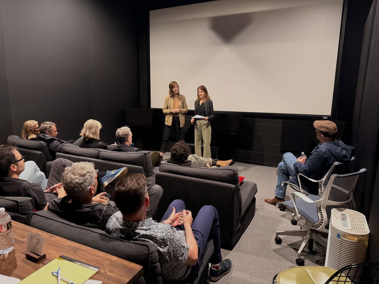 Filmmakers speaking with an audience after a screening at Fancy Film